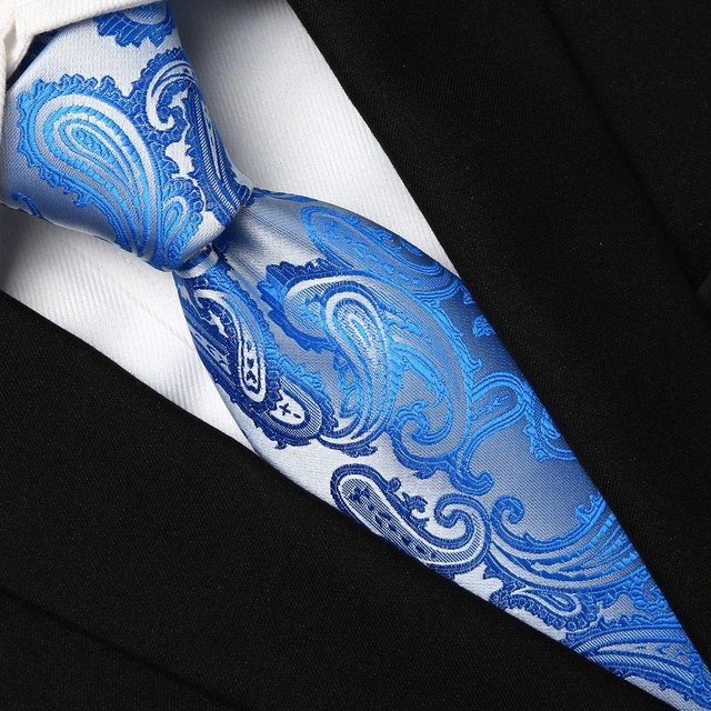 Alt view image 4 of 5 - 2.4'' Skinny Tie Blue Paisley Slim Necktie for Men + Gift Box