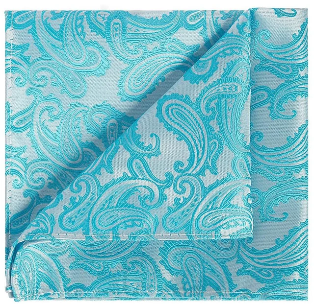 Alt view image 6 of 7 - Mens Tie Set: Ice Blue Paisley Necktie + Pocket Square