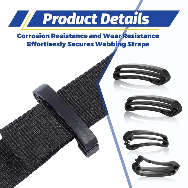 Alt view image 4 of 7 - 12Pcs Backpack Webbing Strap Belt, Backpack Strap Clip Plastic Tri Glide Slide Buckles Backpack Belt Black Strap Clips for Bag Accessories Adjustment Repair