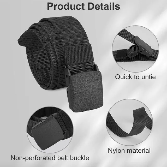 Alt view image 3 of 7 - flintronic Nylon Web Belt, Work Belts for Men, Outdoor Military Belt, Plastic Buckle Mens Nylon Belt, Adjustable Nylon Belt, Metal Free Canvas Plastic Buckle Belt, Lightweight Breathable, 120cm