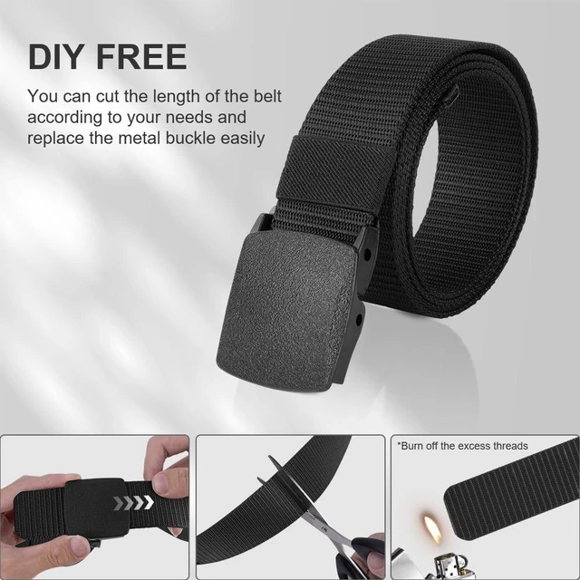 Alt view image 4 of 7 - flintronic Nylon Web Belt, Work Belts for Men, Outdoor Military Belt, Plastic Buckle Mens Nylon Belt, Adjustable Nylon Belt, Metal Free Canvas Plastic Buckle Belt, Lightweight Breathable, 120cm