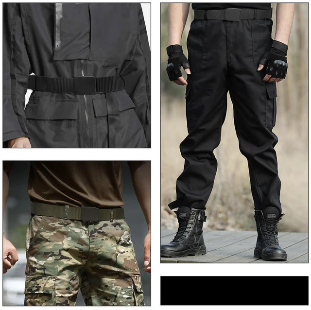 Alt view image 5 of 7 - flintronic Nylon Web Belt, Work Belts for Men, Outdoor Military Belt, Plastic Buckle Mens Nylon Belt, Adjustable Nylon Belt, Metal Free Canvas Plastic Buckle Belt, Lightweight Breathable, 120cm