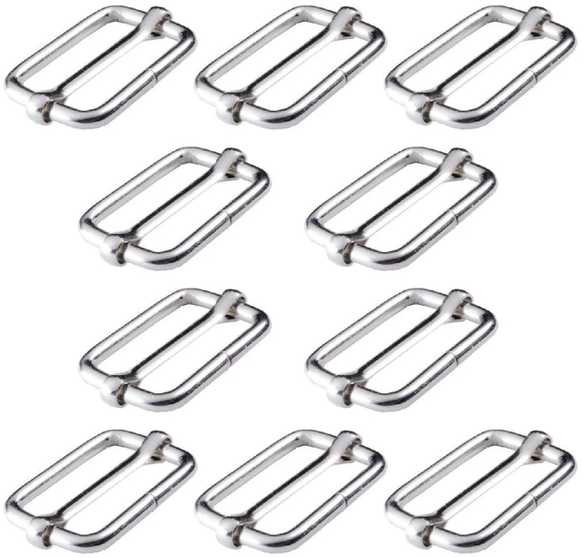 Main image of Adjustable Slide Buckle 1 Inch Triglide Slides Metal Webbing Slider For Strap Belt Backpack Handbag DIY (10 Pieces, Silver Color)