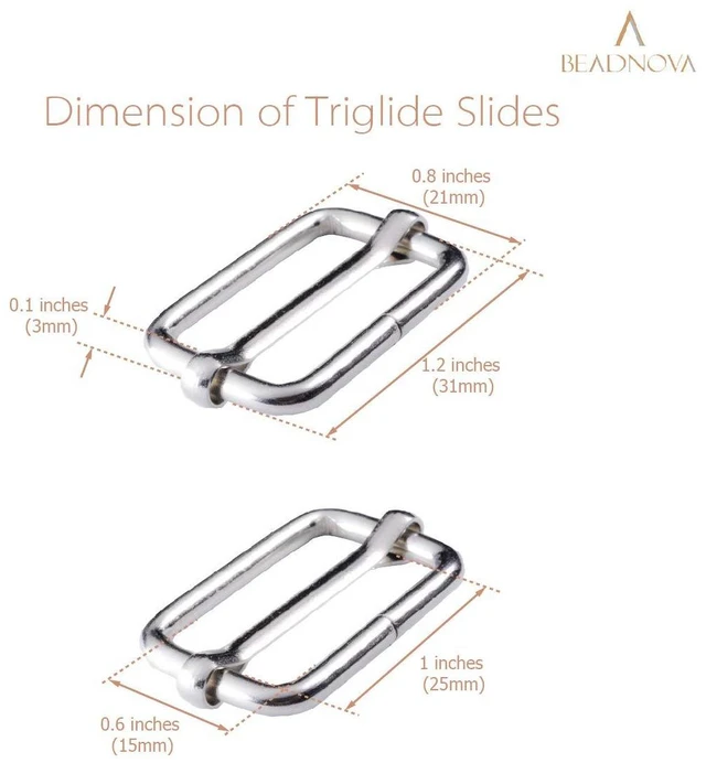 Alt view image 3 of 5 - Adjustable Slide Buckle 1 Inch Triglide Slides Metal Webbing Slider For Strap Belt Backpack Handbag DIY (10 Pieces, Silver Color)