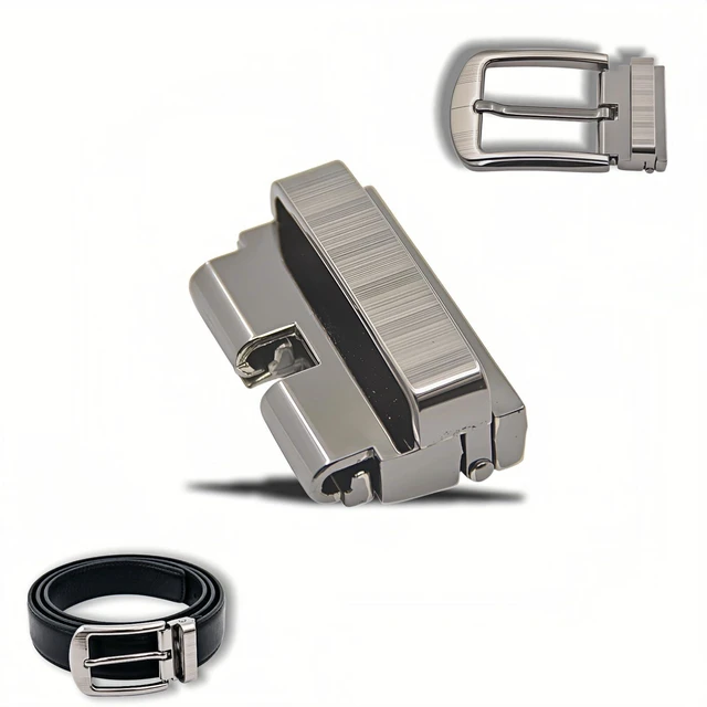 Main image of Zinc Alloy Belt Buckle Back Clip, Universal Snap Lock, Fits 1.5 Inch Belts, Brushed Silver, Single Prong Square Replacement Belt Buckle Back for Men and Women