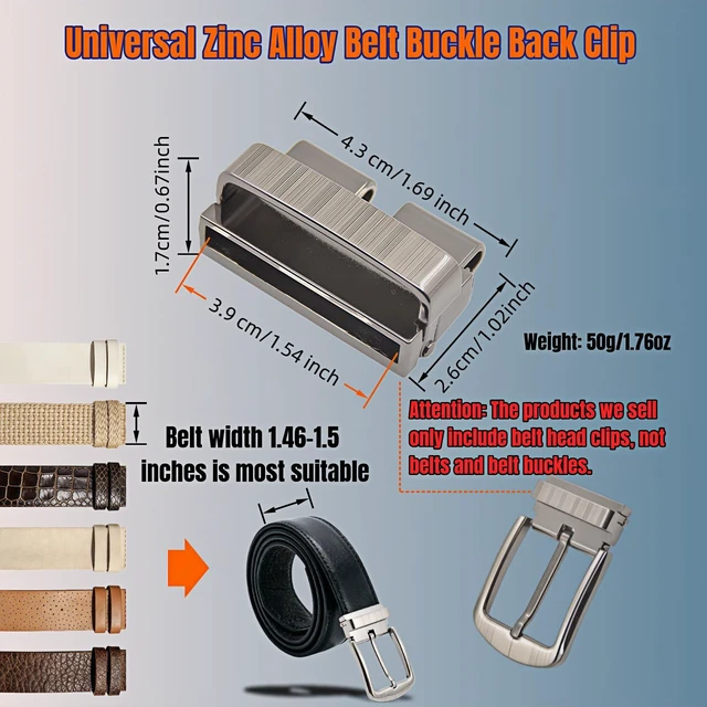 Alt view image 2 of 7 - Zinc Alloy Belt Buckle Back Clip, Universal Snap Lock, Fits 1.5 Inch Belts, Brushed Silver, Single Prong Square Replacement Belt Buckle Back for Men and Women