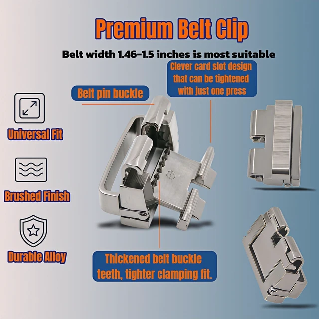 Alt view image 4 of 7 - Zinc Alloy Belt Buckle Back Clip, Universal Snap Lock, Fits 1.5 Inch Belts, Brushed Silver, Single Prong Square Replacement Belt Buckle Back for Men and Women