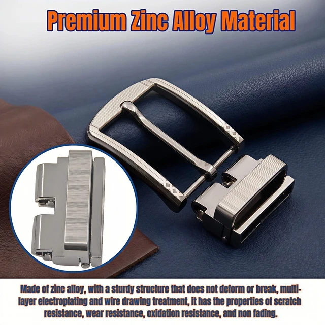 Alt view image 7 of 7 - Zinc Alloy Belt Buckle Back Clip, Universal Snap Lock, Fits 1.5 Inch Belts, Brushed Silver, Single Prong Square Replacement Belt Buckle Back for Men and Women