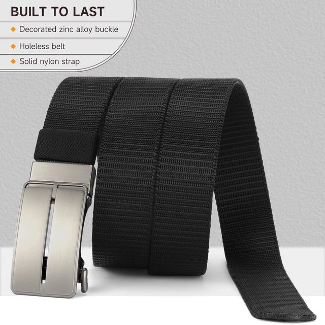 Alt view image 2 of 4 - Ratchet Belt for Men Tactical Gun Belt Mens Golf Belt 1 3/8" Nylon Web Belt with Automatic Slide Buckle