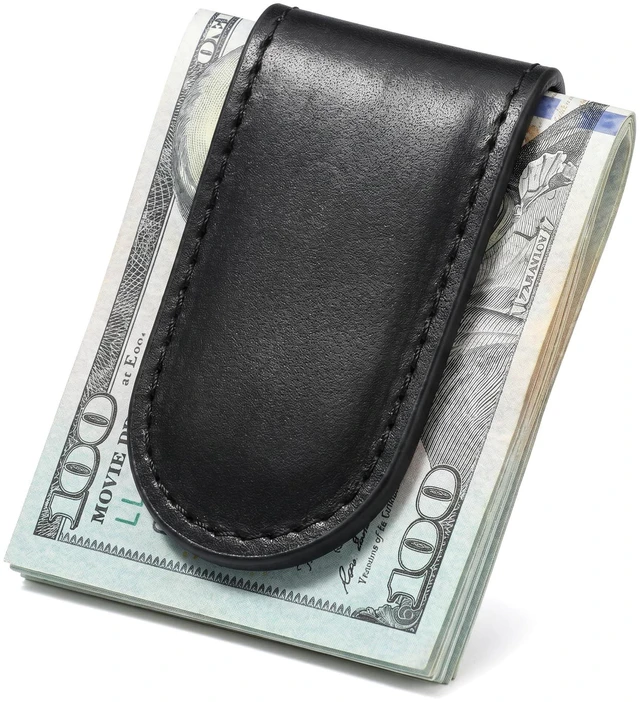 Main image of Leather Business Card Holder Wallet, Slim Minimalist Black Card Holder Case for Men, Fashion Leather Card Wallet for Business Cards, Cash, Small Essentials and Everyday Carry