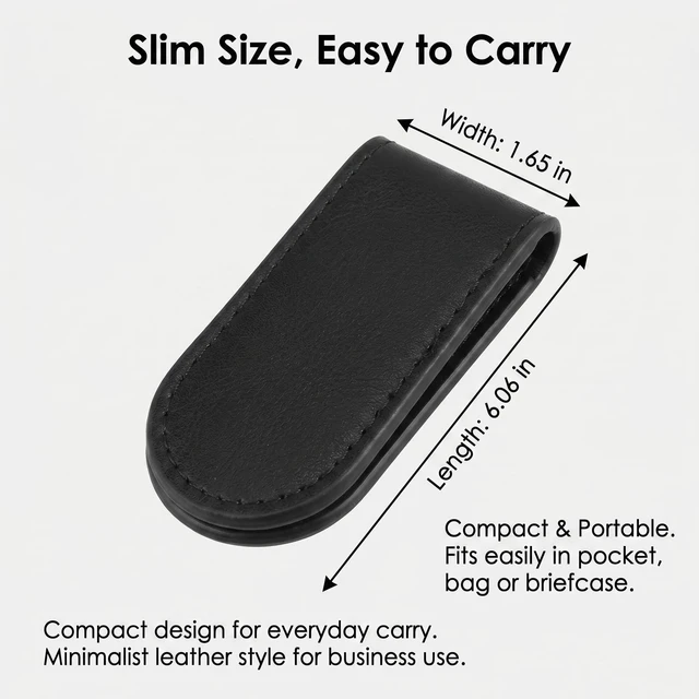 Alt view image 2 of 7 - Leather Business Card Holder Wallet, Slim Minimalist Black Card Holder Case for Men, Fashion Leather Card Wallet for Business Cards, Cash, Small Essentials and Everyday Carry