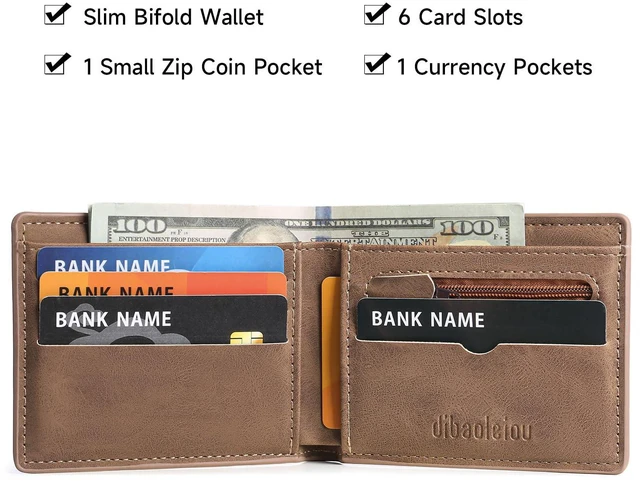 Alt view image 2 of 6 - LOUEBICA Wallet for Men minimalist Leather Mens Bifold Wallets Credit Card Holder with 6 Card Slots