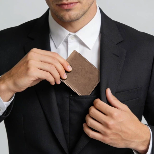 Alt view image 5 of 6 - LOUEBICA Wallet for Men minimalist Leather Mens Bifold Wallets Credit Card Holder with 6 Card Slots