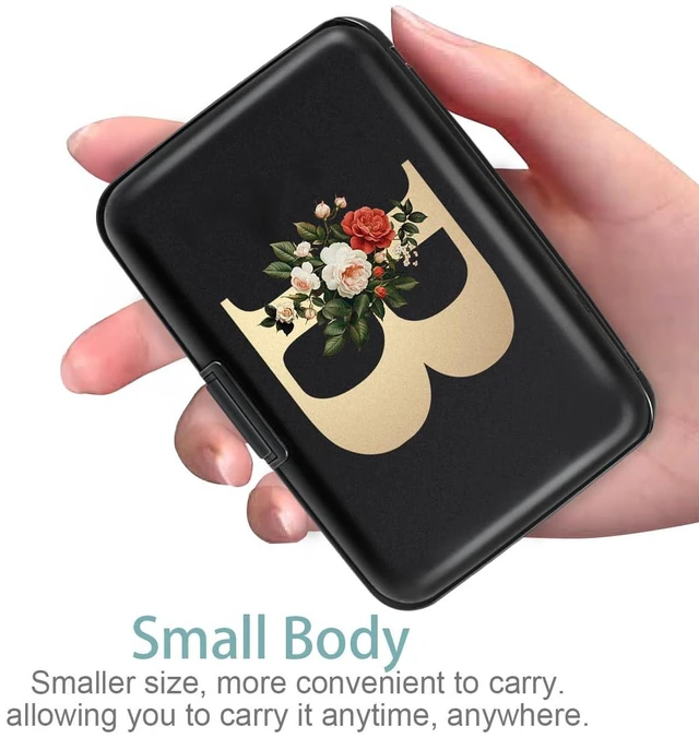 Alt view image 7 of 7 - Simikol Credit Card Holder Personalized Initial Letter B Small Aluminum Wallet Rose Flower Card Case RFID Blocking Wallets for Women and Girls, B