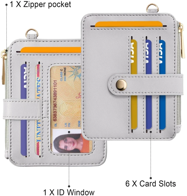 Alt view image 2 of 7 - Airkit Credit Card Holder for Women, Small Keychain Wristlet Wallets | RFID Blocking Card Wallet with Silicone Beaded, Tassel, ID Window, Keyring and Zipper Coin Pocket, Grey