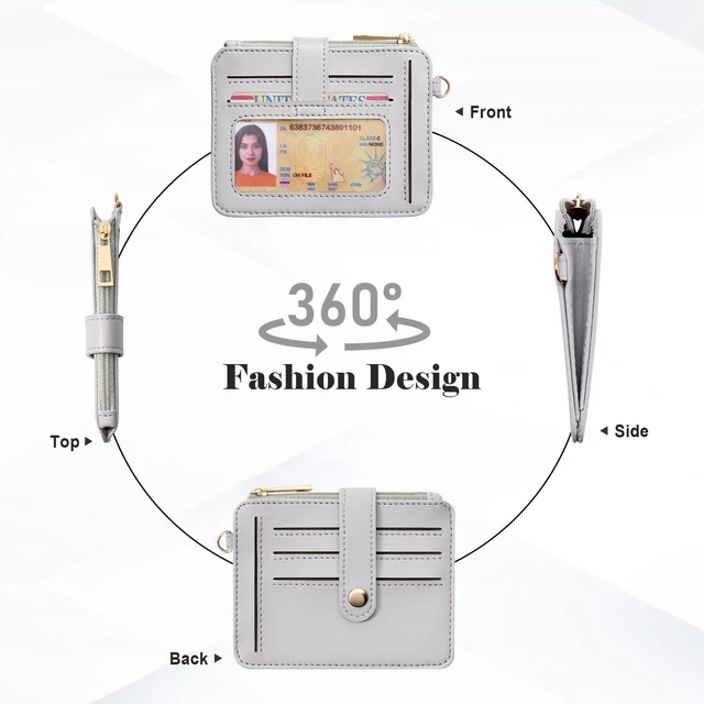 Alt view image 5 of 7 - Airkit Credit Card Holder for Women, Small Keychain Wristlet Wallets | RFID Blocking Card Wallet with Silicone Beaded, Tassel, ID Window, Keyring and Zipper Coin Pocket, Grey