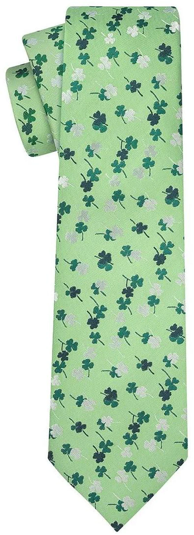 Alt view image 3 of 4 - St. Patrick's Tie 63'' Extra Long Mens Green White Shamrock Necktie