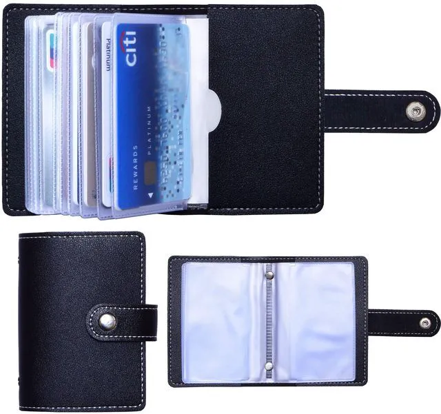 Main image of Slim Minimalist Mini Case Holder Organizer Wallet, Soft PU Leather Credit Card Holder with 26 Card Slots, for Men and Women's (Black)