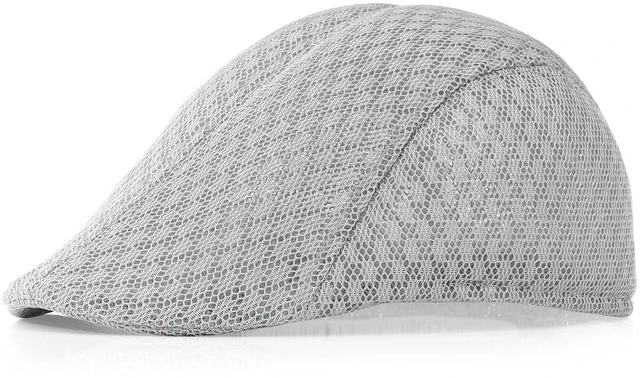 Alt view image 2 of 7 - Pistha Men's Mesh Newsboy Cap Breathable Summer Flat Cap Beret Hat for Golf Driving and Hunting,Light Grey