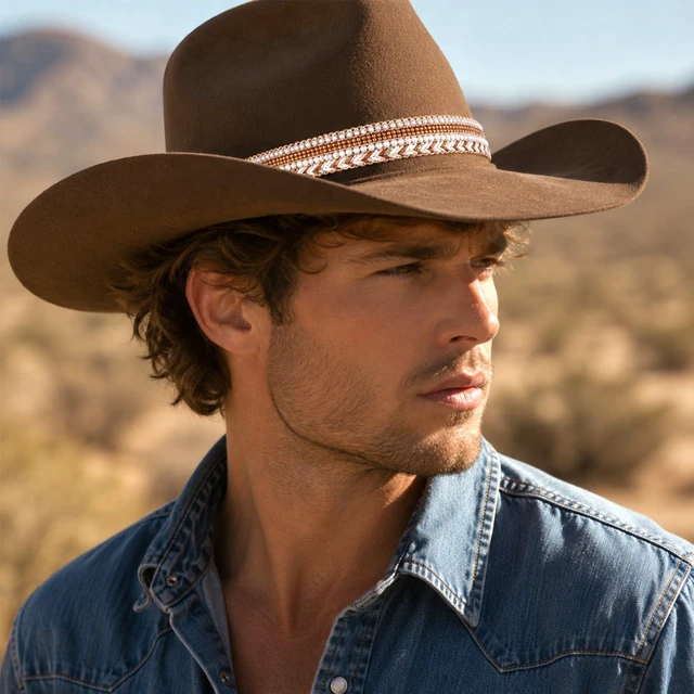 Alt view image 7 of 7 - Twisina Cowboy Hat Bands for Men and Women, Western Hat Band Handmade Brown | Adjustable Cowboy-Hat Accessories for Cowboy/Western/Fedora/Cowgirl Hats 51 in