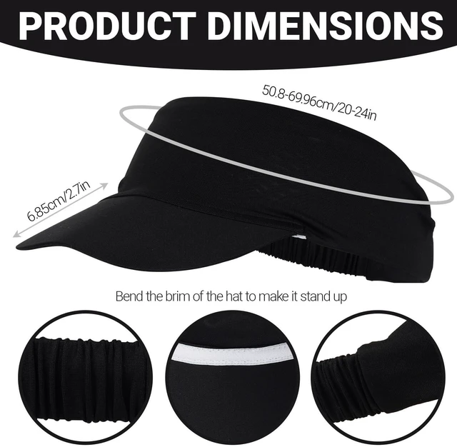 Alt view image 2 of 7 - Marrywindix 1 Piece of Sun Visor Hat Stretch Headband Visor Sport Wear Athletic Visor Elastic Visor Cap for Women and Men(Black)
