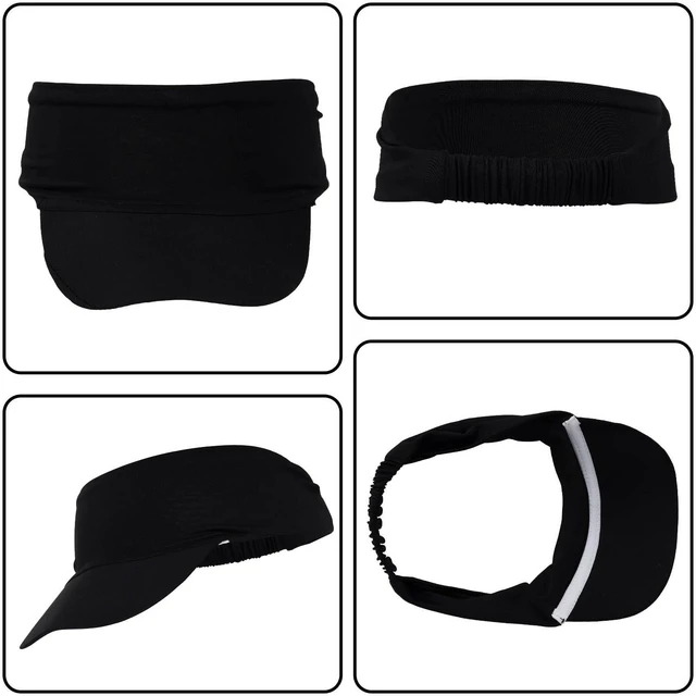Alt view image 3 of 7 - Marrywindix 1 Piece of Sun Visor Hat Stretch Headband Visor Sport Wear Athletic Visor Elastic Visor Cap for Women and Men(Black)