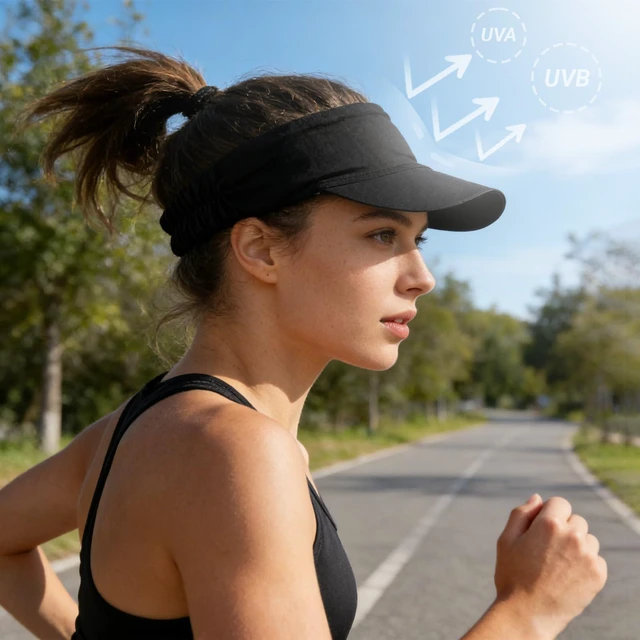 Alt view image 4 of 7 - Marrywindix 1 Piece of Sun Visor Hat Stretch Headband Visor Sport Wear Athletic Visor Elastic Visor Cap for Women and Men(Black)