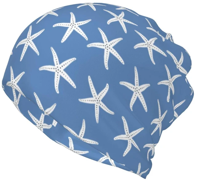 Main image of Blue Starfish Abstract Coastal Beach Nautical Ocean Beanie Chemo Hat Headwear Skull Caps Knitted Hat Unisex Multifunction Nightcap Skull Cap for Women Men