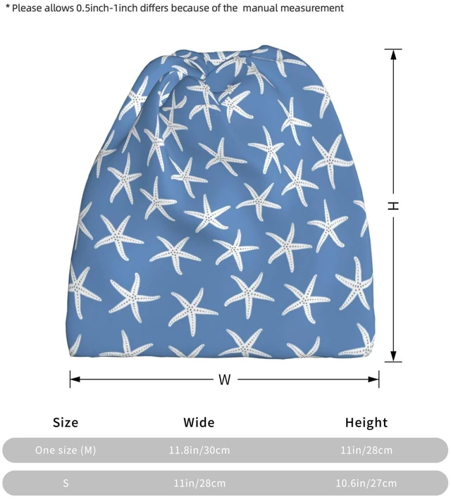 Alt view image 3 of 7 - Blue Starfish Abstract Coastal Beach Nautical Ocean Beanie Chemo Hat Headwear Skull Caps Knitted Hat Unisex Multifunction Nightcap Skull Cap for Women Men