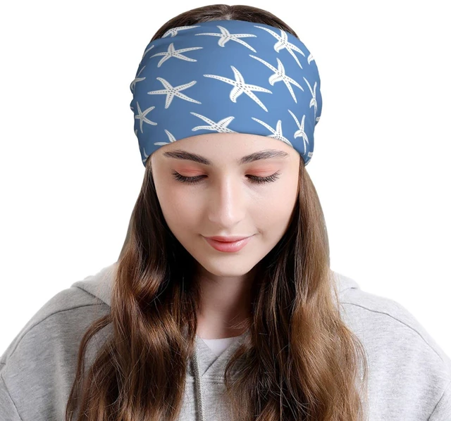 Alt view image 5 of 7 - Blue Starfish Abstract Coastal Beach Nautical Ocean Beanie Chemo Hat Headwear Skull Caps Knitted Hat Unisex Multifunction Nightcap Skull Cap for Women Men