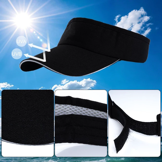 Alt view image 3 of 7 - choyaxo Sun Visor Hat UV Protection Beach Hat Golf Cap for Men Women Summer Beach Pool Sports Golf Black