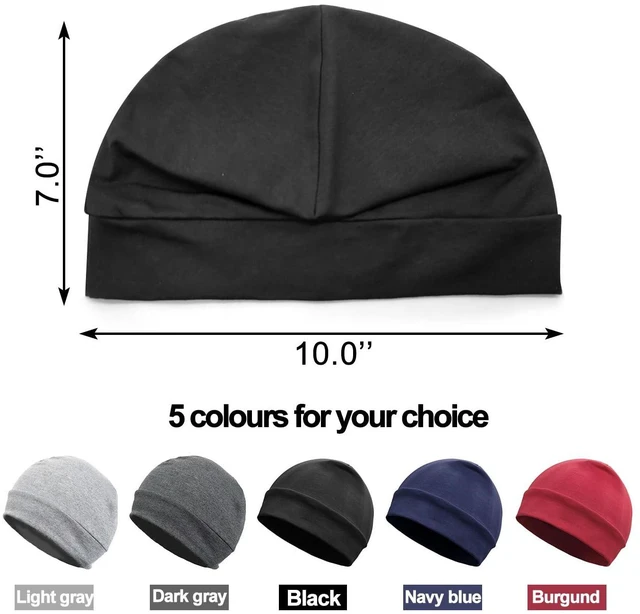 Alt view image 2 of 5 - Unisex Cotton Beanie Hat Thin Running Skull Cap Winter Summer Sports Hat Chemo Cap Multifunctional Lightweight Helmet Liner Night Sleep Cap Beanies Hat for Men Women (Black)
