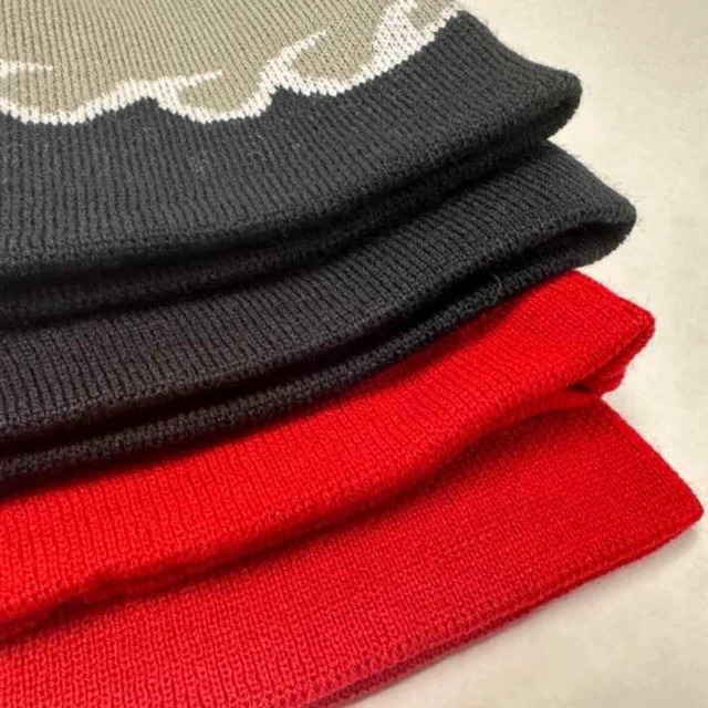 Alt view image 7 of 7 - Flame Print Skull Beanie for Men Women - Warm Soft Knit Acrylic for Cold Weather, All-Purpose Outdoor Sports Hat, Red with Gold and Black Waves