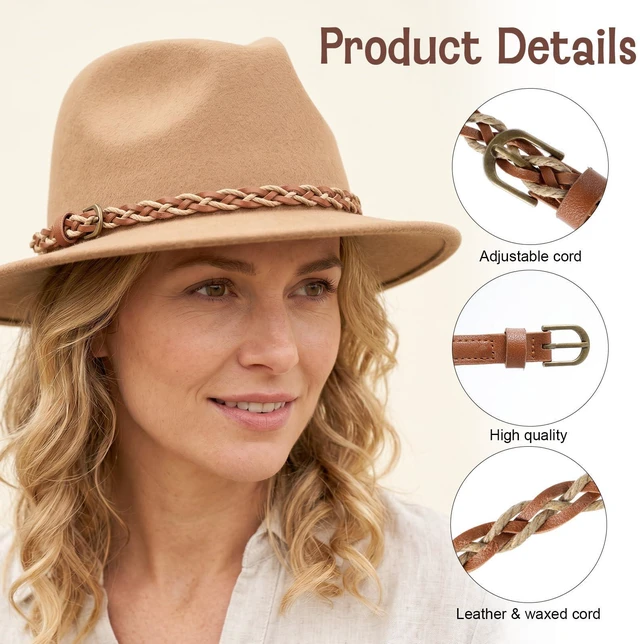 Alt view image 3 of 7 - Quvvarly Cowboy Hat Bands for Men Women, Replaceable Hat Belt for Cowboy Western Fedora Cowgirl Hats, Adjustable PU Leather Hatband, Western Hats Accessories for Outdoor Multicolor