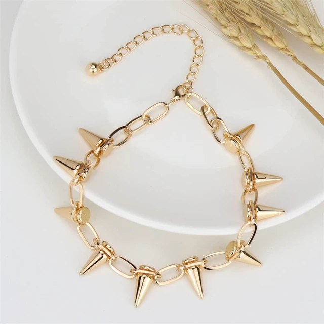 Alt view image 2 of 5 - VIRAVENTO Punk Spike Choker Necklace for Women Gothic Exaggerated Bullet Necklace Vintage Gold Silver Black Spike Necklace