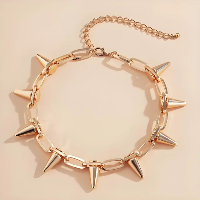 Alt view image 3 of 5 - VIRAVENTO Punk Spike Choker Necklace for Women Gothic Exaggerated Bullet Necklace Vintage Gold Silver Black Spike Necklace