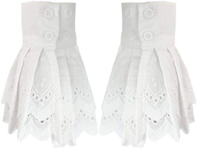 Main image of Joyci Women's Pleated False Sleeves Ruffled Cuffs Button Adjustable White,C | Versatile Fake Shirt Cuffs Detachable Fake Sleeves for Women Girl Add Layered Look Button Closure