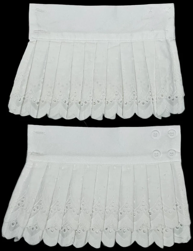 Alt view image 4 of 6 - Joyci Women's Pleated False Sleeves Ruffled Cuffs Button Adjustable White,C | Versatile Fake Shirt Cuffs Detachable Fake Sleeves for Women Girl Add Layered Look Button Closure
