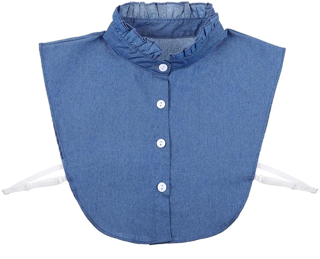 Main image of Denim Fake Collar Shirt Detachable Blue Dickie Collars for Woman Dickey Collar Shirt Half Blouse False Denims Collars Blouse Top for Women Girls Decorative Favors, Versatile Accessories