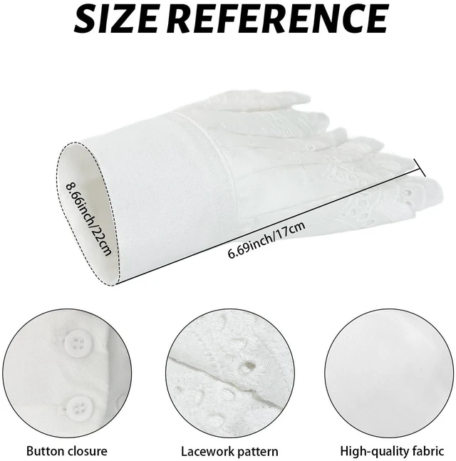 Alt view image 5 of 6 - Joyci Women's Pleated False Sleeves Ruffled Cuffs Button Adjustable White,C | Versatile Fake Shirt Cuffs Detachable Fake Sleeves for Women Girl Add Layered Look Button Closure