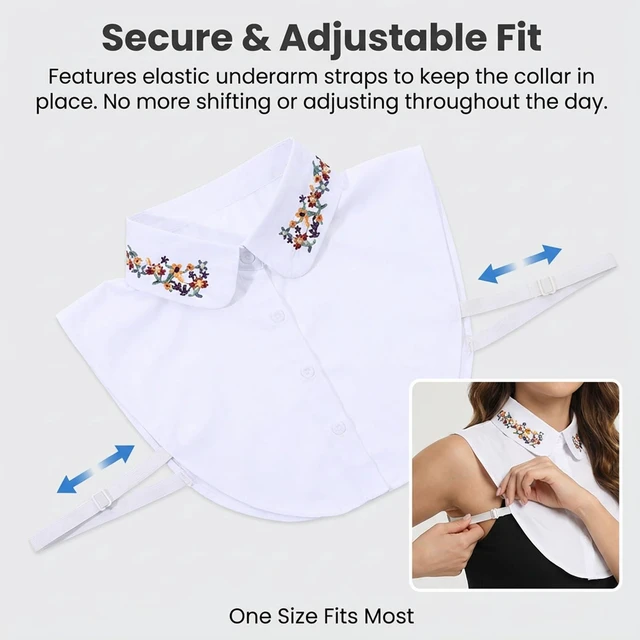 Alt view image 4 of 7 - Dickey Collar for Women, Detachable Collar for Women Shirts, Faux False Collars Half False Shirt Collars Tops Classic Fake Doll Shirt, Dickey Half Falses Blouse Dickeys for Girls Favors Graduation