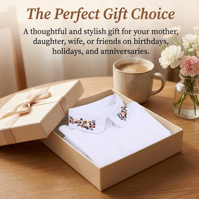 Alt view image 6 of 7 - Dickey Collar for Women, Detachable Collar for Women Shirts, Faux False Collars Half False Shirt Collars Tops Classic Fake Doll Shirt, Dickey Half Falses Blouse Dickeys for Girls Favors Graduation