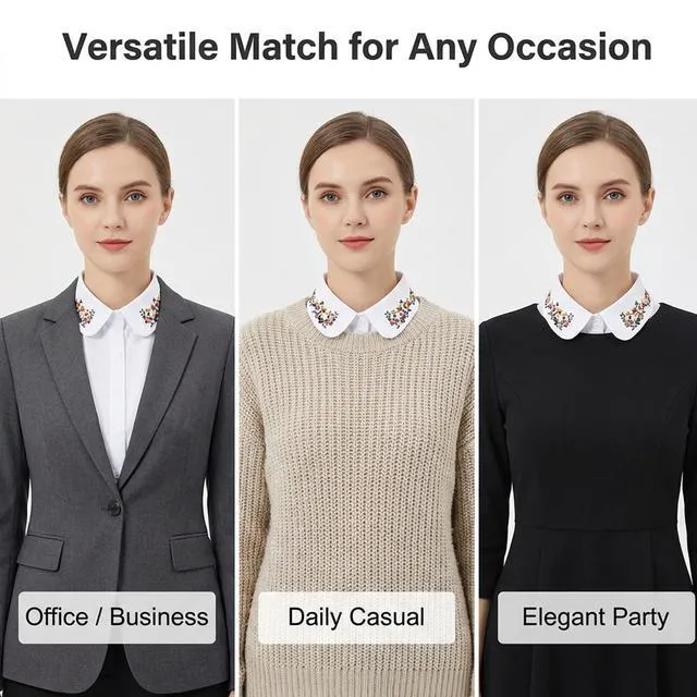 Alt view image 7 of 7 - Dickey Collar for Women, Detachable Collar for Women Shirts, Faux False Collars Half False Shirt Collars Tops Classic Fake Doll Shirt, Dickey Half Falses Blouse Dickeys for Girls Favors Graduation