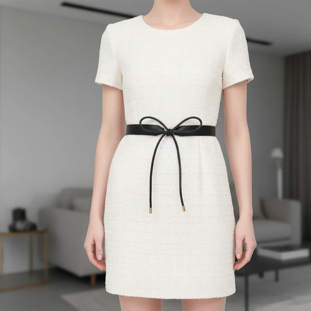 Alt view image 5 of 7 - Women's Leather Wrap Tie Waist Fashion Belts, PU Leather Knotted Skinny Belt Thin Waistband Sweater Coat Tie Bow Belt for Dresses, Fashion Rope Wrap Simple Belts for Women Sweaters, Coats (Black)