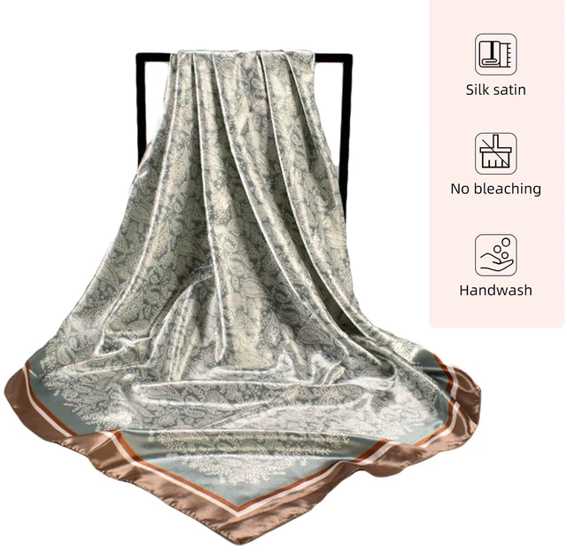 Alt view image 2 of 7 - 35 Inches Silk Head Scarf-Satin Hair Scarves Silk Bandana Scarf Headscarf for Women's Fashion Scarves (Small cashews-Light green)