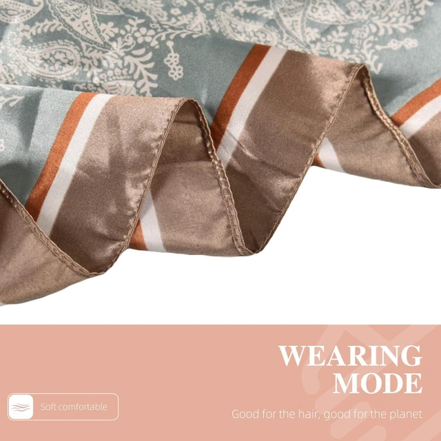 Alt view image 3 of 7 - 35 Inches Silk Head Scarf-Satin Hair Scarves Silk Bandana Scarf Headscarf for Women's Fashion Scarves (Small cashews-Light green)