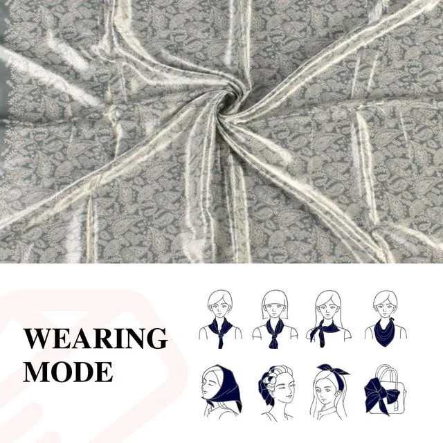Alt view image 6 of 7 - 35 Inches Silk Head Scarf-Satin Hair Scarves Silk Bandana Scarf Headscarf for Women's Fashion Scarves (Small cashews-Light green)