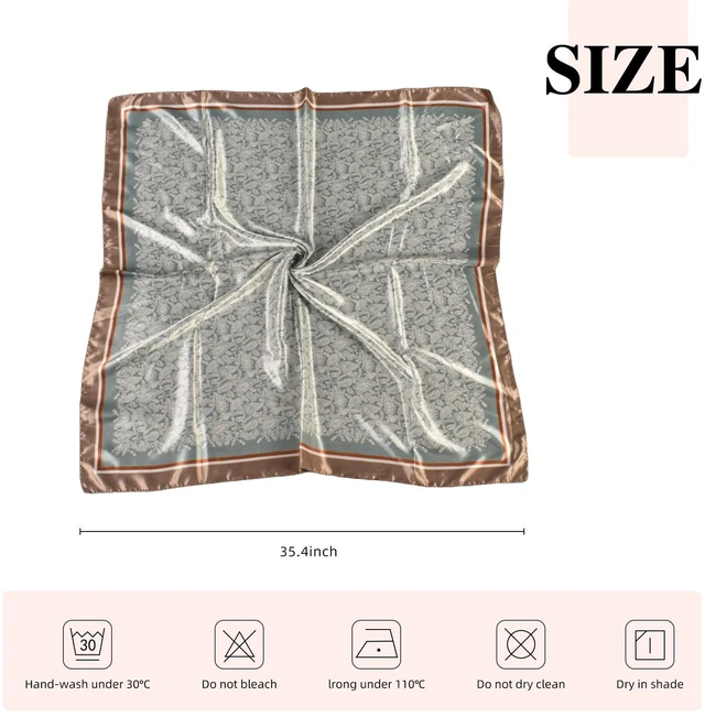 Alt view image 7 of 7 - 35 Inches Silk Head Scarf-Satin Hair Scarves Silk Bandana Scarf Headscarf for Women's Fashion Scarves (Small cashews-Light green)