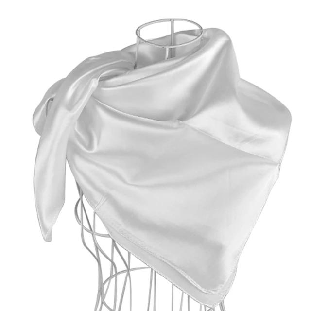 Alt view image 4 of 7 - 27.5 Inches Silk Head Scarf for Women Satin Hair Scarf Silk Wrap Neck Square Scarves Feeling Scarf Boho Headwear (Pure white)