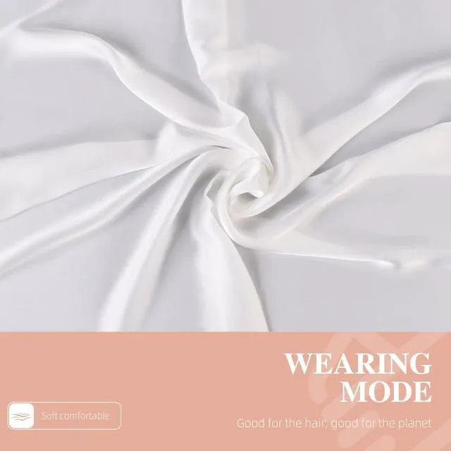 Alt view image 7 of 7 - 27.5 Inches Silk Head Scarf for Women Satin Hair Scarf Silk Wrap Neck Square Scarves Feeling Scarf Boho Headwear (Pure white)